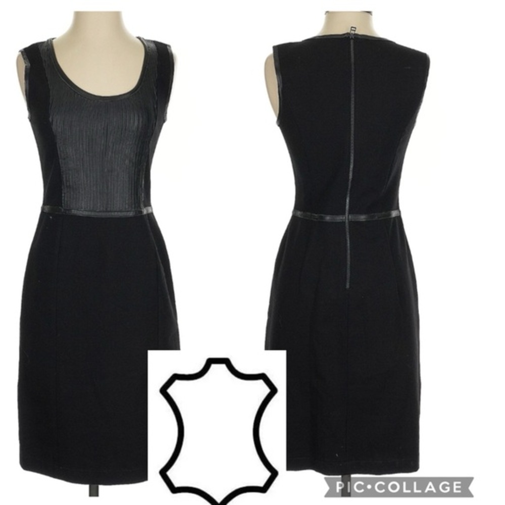 Pink tartan leather detail dress, 6
